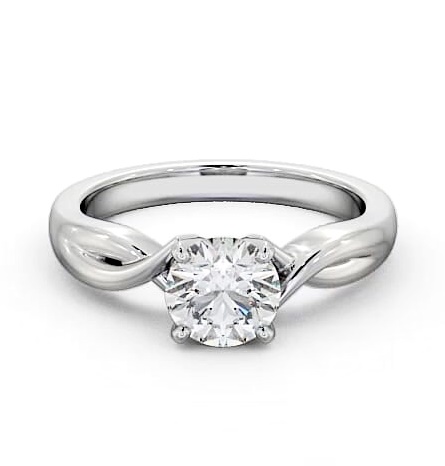 Round Diamond Contemporary Style Engagement Ring Platinum Solitaire ENRD195_WG_THUMB2 