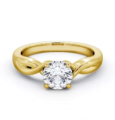 Round Diamond Contemporary Style Ring 9K Yellow Gold Solitaire ENRD195_YG_THUMB2 