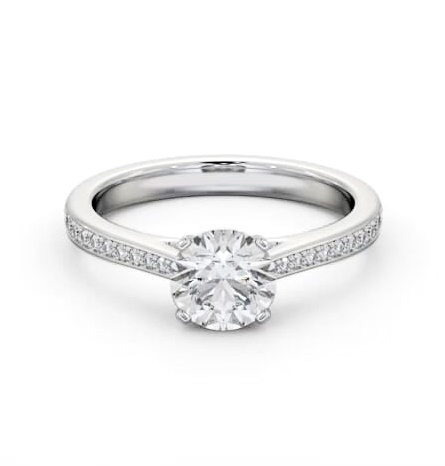 Round Diamond 4 Prong Engagement Ring Platinum Solitaire with Channel ENRD195S_WG_THUMB2 