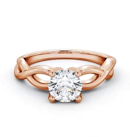 Round Diamond Crossover Band Engagement Ring 9K Rose Gold Solitaire ENRD196_RG_THUMB2 