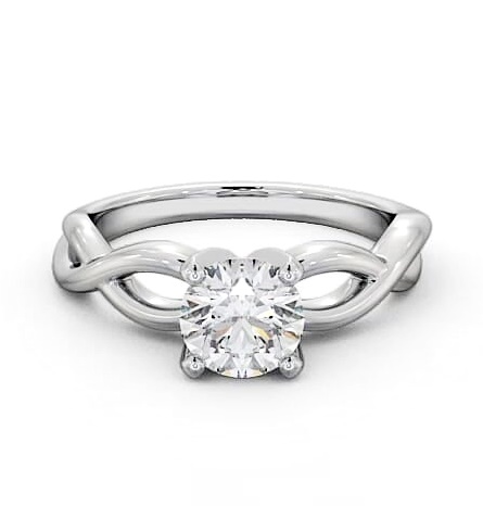 Round Diamond Crossover Band Engagement Ring Platinum Solitaire ENRD196_WG_THUMB2 