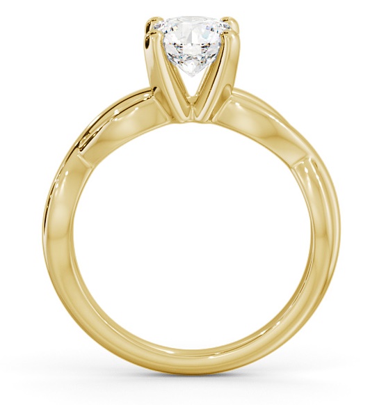 Round Diamond Crossover Band Engagement Ring 9K Yellow Gold Solitaire ENRD196_YG_THUMB1 