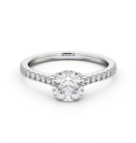 Round Diamond 4 Prong Engagement Ring Palladium Solitaire with Channel ENRD196S_WG_THUMB1