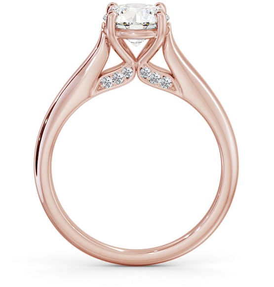 Round Ring with Diamond Set Bridge 18K Rose Gold Solitaire ENRD197_RG_THUMB1 