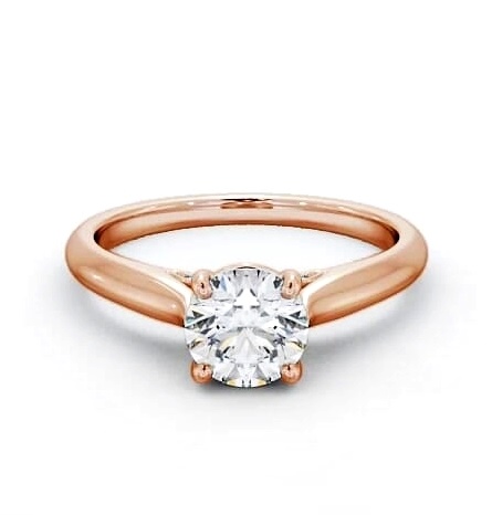 Round Ring with Diamond Set Bridge 18K Rose Gold Solitaire ENRD197_RG_THUMB2 