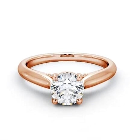 Round Ring with Diamond Set Bridge 9K Rose Gold Solitaire ENRD197_RG_THUMB1