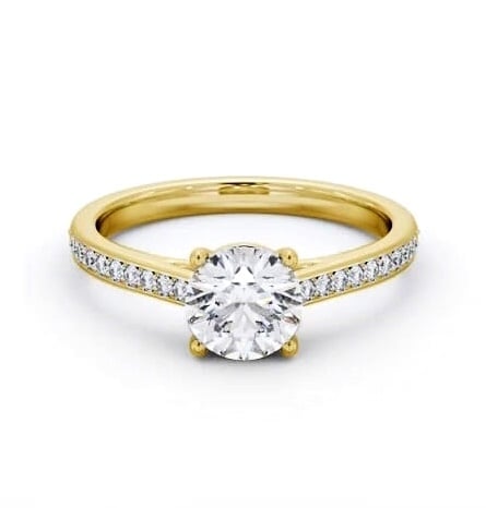 Round Diamond 4 Prong Engagement Ring 18K Yellow Gold Solitaire ENRD197S_YG_THUMB2 