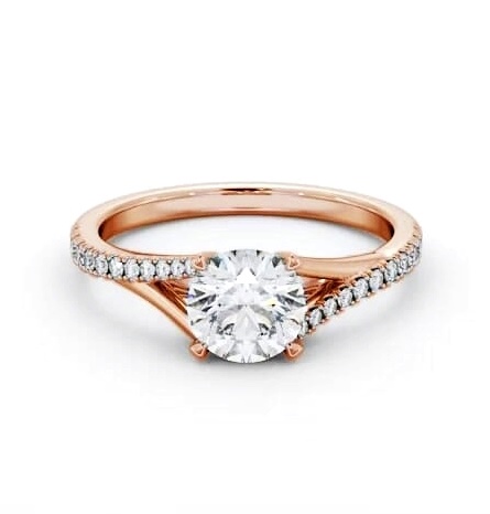 Round Ring 9K Rose Gold Solitaire with Offset Side Stones ENRD199S_RG_THUMB2 