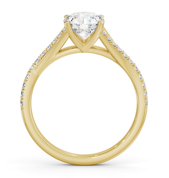 Round Ring 9K Yellow Gold Solitaire with Offset Side Stones ENRD199S_YG_THUMB1 