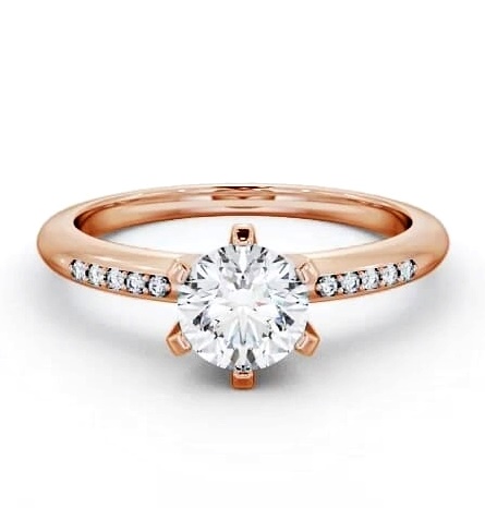 Round Diamond Classic 6 Prong Engagement Ring 9K Rose Gold Solitaire ENRD19S_RG_THUMB2 