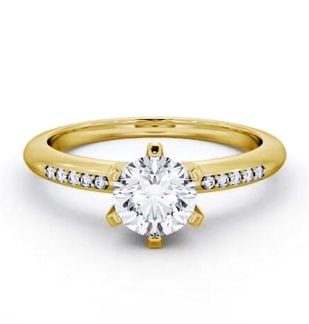 Round Diamond Classic 6 Prong Engagement Ring 9K Yellow Gold Solitaire ENRD19S_YG_THUMB2 