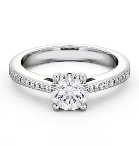 Round Diamond 4 Prong Engagement Ring Platinum Solitaire with Channel ENRD1S_WG_THUMB2 