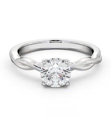 Round Diamond Crossover Band Engagement Ring 9K White Gold Solitaire ENRD200_WG_THUMB2 