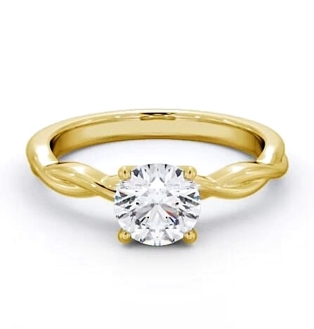 Round Diamond Crossover Band Engagement Ring 9K Yellow Gold Solitaire ENRD200_YG_THUMB2 