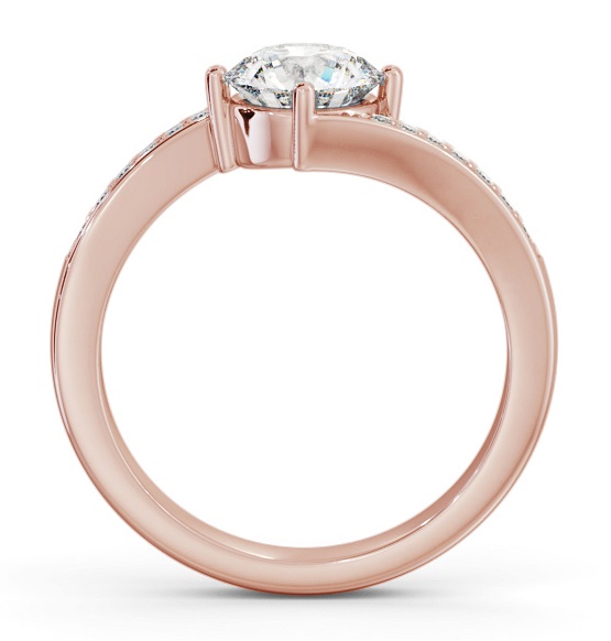 Round Diamond Offset Band Engagement Ring 18K Rose Gold Solitaire ENRD201S_RG_THUMB1 