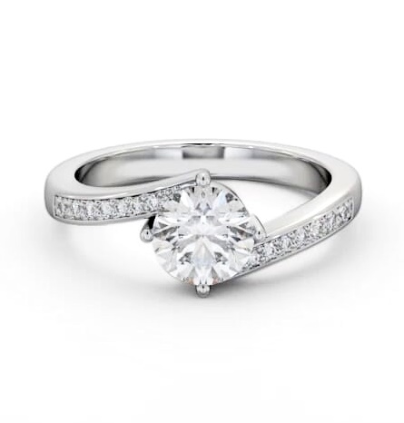 Round Diamond Offset Band Engagement Ring Palladium Solitaire ENRD201S_WG_THUMB2 