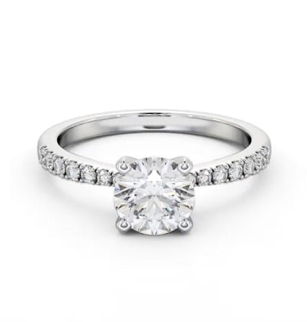 Round Diamond 4 Prong Engagement Ring Platinum Solitaire with Channel ENRD202S_WG_THUMB1