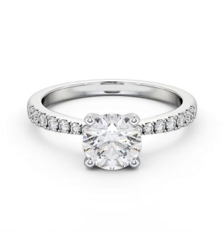 Round Diamond 4 Prong Engagement Ring Platinum Solitaire with Channel ENRD202S_WG_THUMB2 