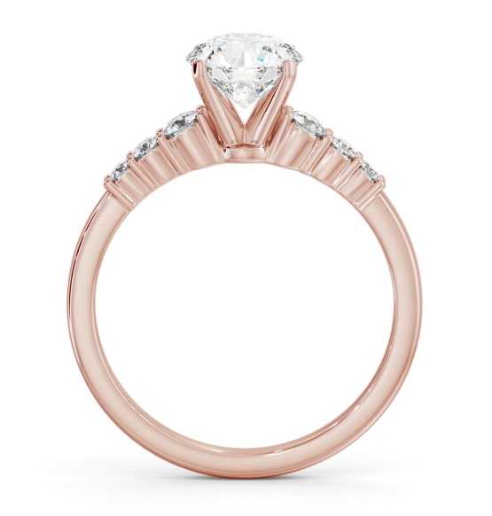 Round Ring 9K Rose Gold Solitaire with Three Smaller Diamonds ENRD203S_RG_THUMB1 