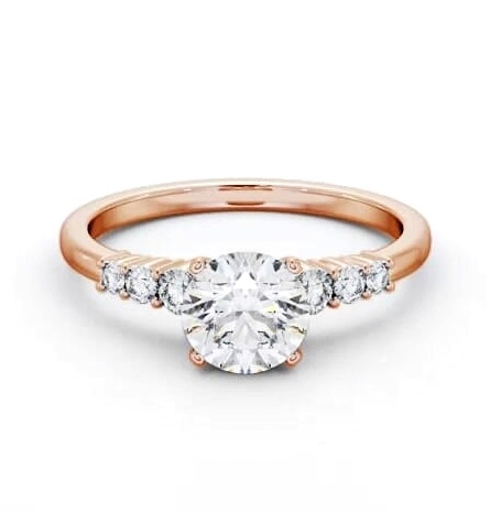 Round Ring 18K Rose Gold Solitaire with Three Smaller Diamonds ENRD203S_RG_THUMB1