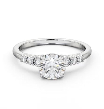 Round Ring Platinum Solitaire with Three Smaller Diamonds ENRD203S_WG_THUMB2 