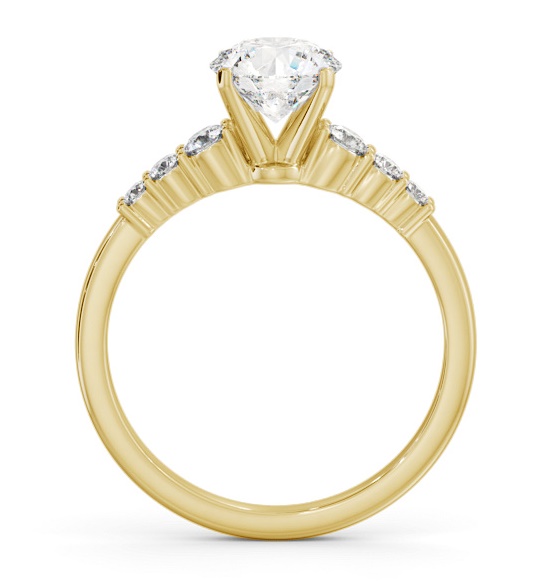 Round Ring 18K Yellow Gold Solitaire with Three Smaller Diamonds ENRD203S_YG_THUMB1 