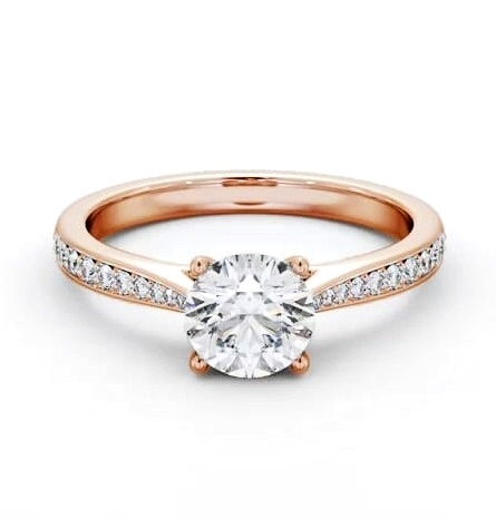 Round Diamond Tapered Band Engagement Ring 9K Rose Gold Solitaire ENRD204S_RG_THUMB2 