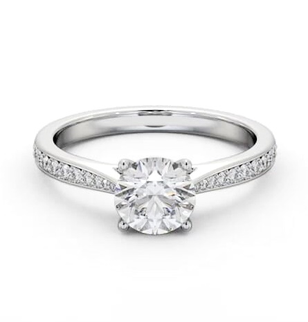 Round Diamond Tapered Band Engagement Ring 9K White Gold Solitaire ENRD204S_WG_THUMB2 