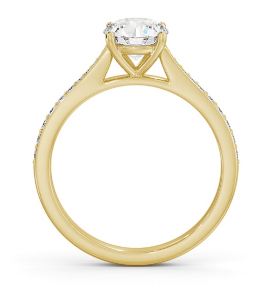 Round Diamond Tapered Band Engagement Ring 9K Yellow Gold Solitaire ENRD204S_YG_THUMB1 