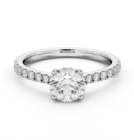 Round Diamond 4 Prong Engagement Ring Platinum Solitaire with Channel ENRD205S_WG_THUMB2 