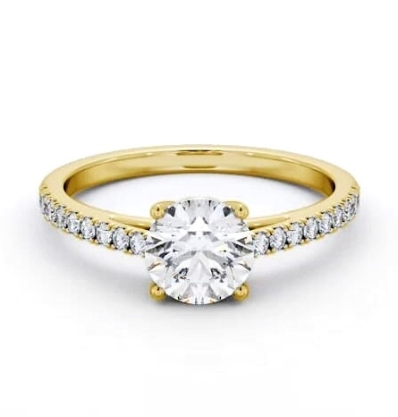 Round Diamond Traditional Engagement Ring 18K Yellow Gold Solitaire ENRD207S_YG_THUMB2 