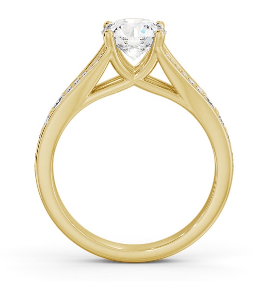 Round Diamond Split Band Engagement Ring 18K Yellow Gold Solitaire ENRD208S_YG_THUMB1 