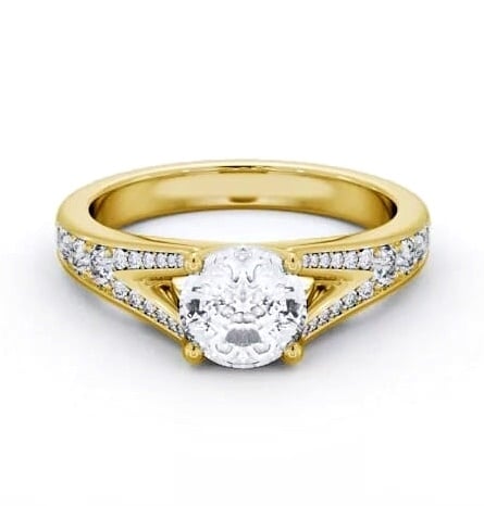 Round Diamond Split Band Engagement Ring 18K Yellow Gold Solitaire ENRD208S_YG_THUMB2 