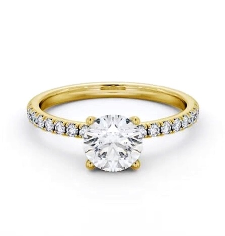 Round Diamond Hidden Halo Engagement Ring 18K Yellow Gold Solitaire ENRD209S_YG_THUMB2 