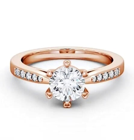 Round Diamond 6 Prong Engagement Ring 18K Rose Gold Solitaire ENRD20S_RG_THUMB1