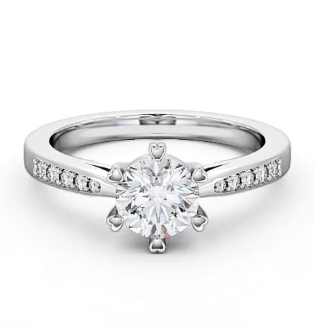 Round Diamond 6 Prong Engagement Ring Platinum Solitaire with Channel ENRD20S_WG_THUMB2 