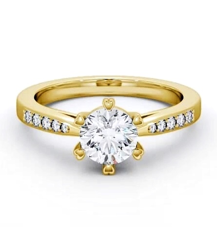 Round Diamond 6 Prong Engagement Ring 18K Yellow Gold Solitaire ENRD20S_YG_THUMB2 