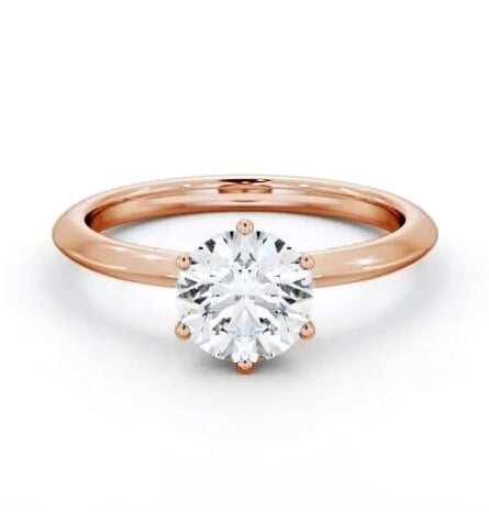 Round Diamond 6 Prong with Knife Edge Band Ring 9K Rose Gold Solitaire ENRD210_RG_THUMB1