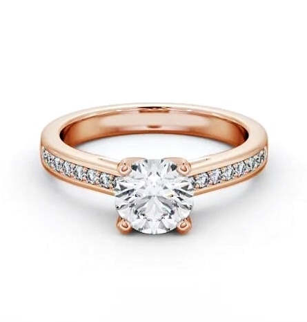 Round Diamond Engagement Ring 18K Rose Gold Solitaire with Channel ENRD210S_RG_THUMB1