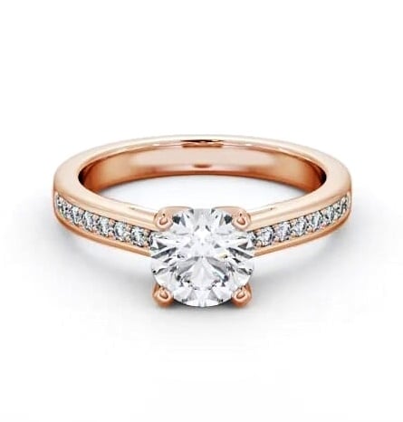 Round Diamond Engagement Ring 9K Rose Gold Solitaire with Channel ENRD210S_RG_THUMB2 