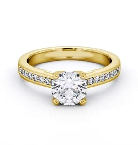 Round Diamond Engagement Ring 9K Yellow Gold Solitaire with Channel ENRD210S_YG_THUMB2 