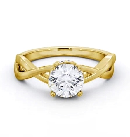 Round Diamond Intricate Design Ring 9K Yellow Gold Solitaire ENRD211_YG_THUMB2 