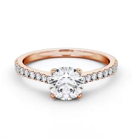 Round Diamond Sleek Style Engagement Ring 18K Rose Gold Solitaire ENRD211S_RG_THUMB1