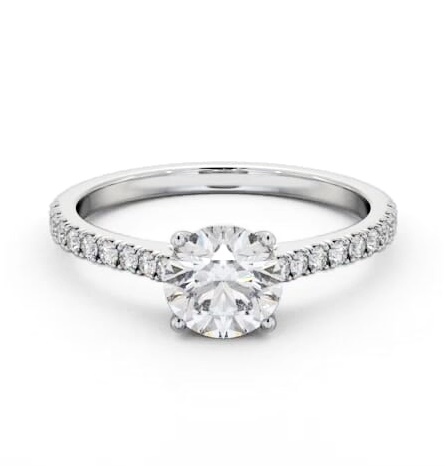 Round Diamond Sleek Style Engagement Ring 9K White Gold Solitaire ENRD211S_WG_THUMB2 