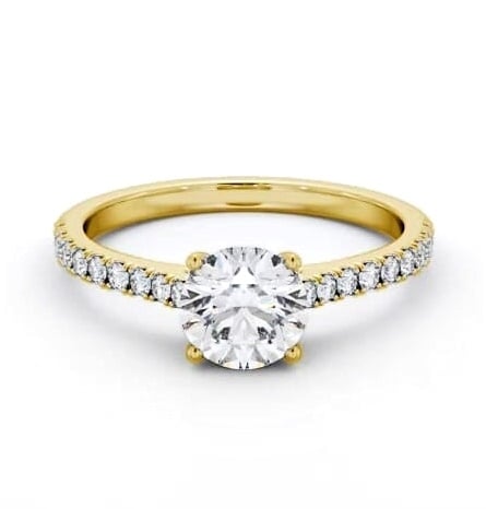 Round Diamond Sleek Style Engagement Ring 18K Yellow Gold Solitaire ENRD211S_YG_THUMB2 