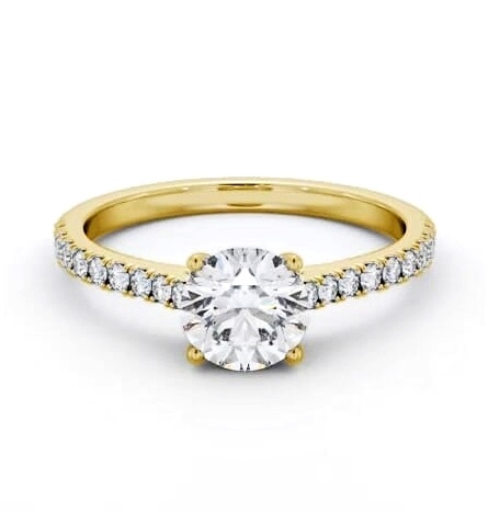 Round Diamond Sleek Style Engagement Ring 9K Yellow Gold Solitaire ENRD211S_YG_THUMB1