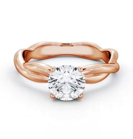 Round Diamond Cross Over Band Engagement Ring 9K Rose Gold Solitaire ENRD212_RG_THUMB2 