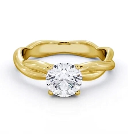 Round Diamond Cross Over Band Engagement Ring 9K Yellow Gold Solitaire ENRD212_YG_THUMB2 