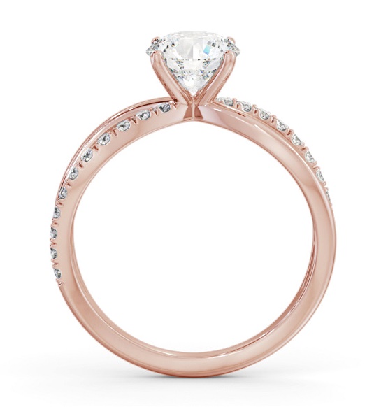 Round Diamond Bow Style Band Engagement Ring 18K Rose Gold Solitaire ENRD212S_RG_THUMB1 