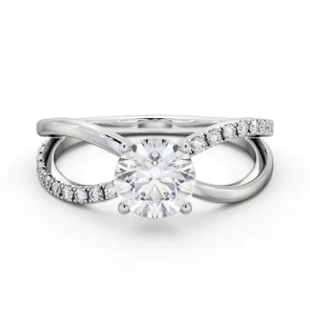 Round Diamond Bow Style Band Engagement Ring Palladium Solitaire ENRD212S_WG_THUMB2 